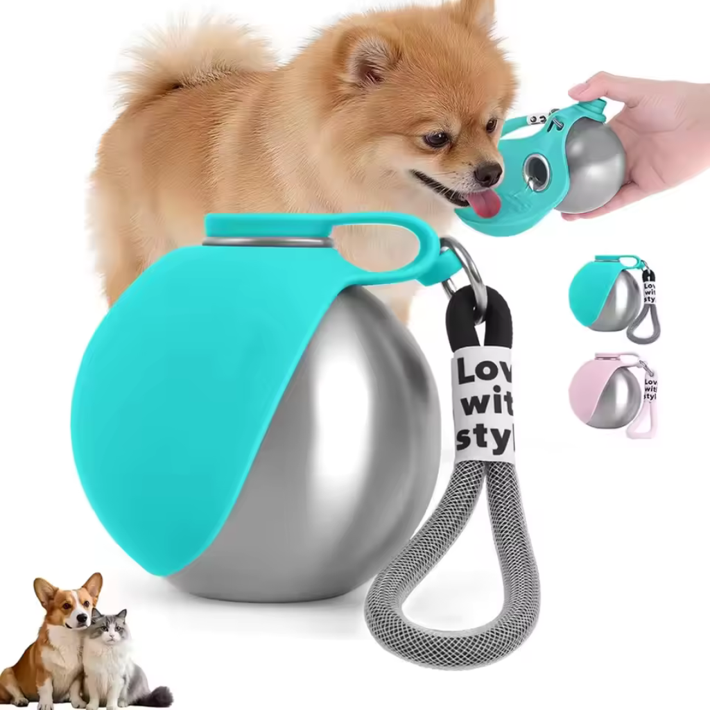 Portable Dog Water Bottle with Built-in Bowl – Perfect for Walks & Travel