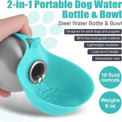 Portable Dog Water Bottle with Built-in Bowl – Perfect for Walks & Travel