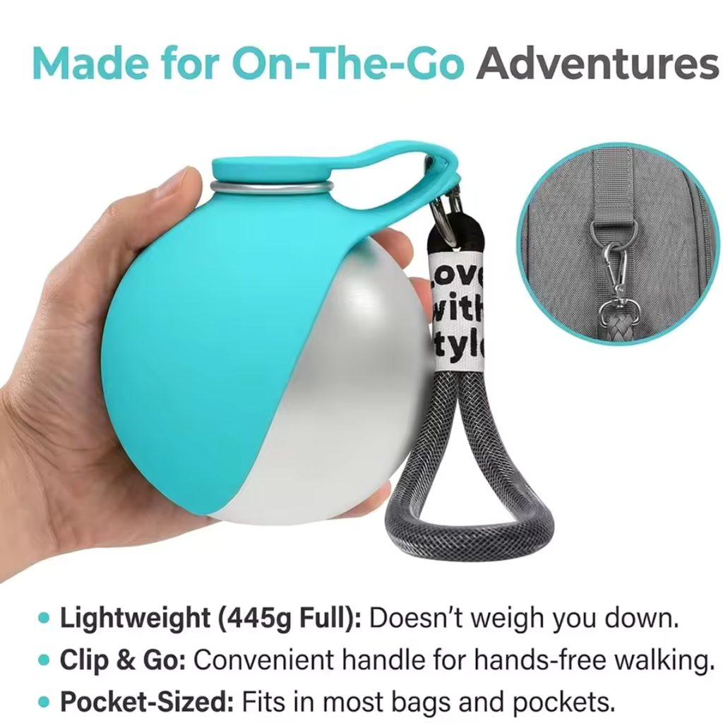 Portable Dog Water Bottle with Built-in Bowl – Perfect for Walks & Travel